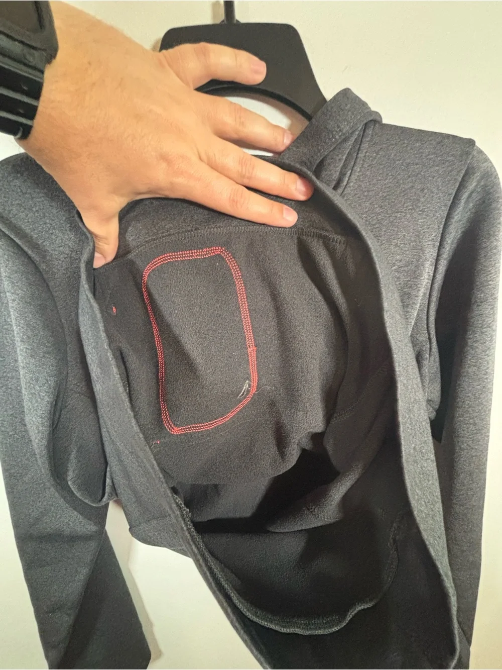 The North Face Gray Red Logo Pullover Hoodie Fleece Lined Adult Size Unknown